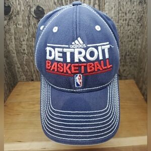 Adidas Detroit Basketball Pistons Denim Hat Cap Adjustable Strapback OSFM Unisex